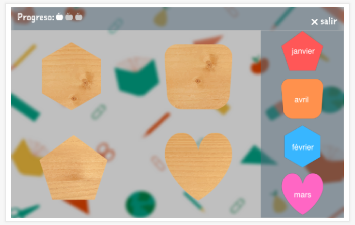 Juego de rompecabezas del tema Meses del año de la aplicación francés para niños